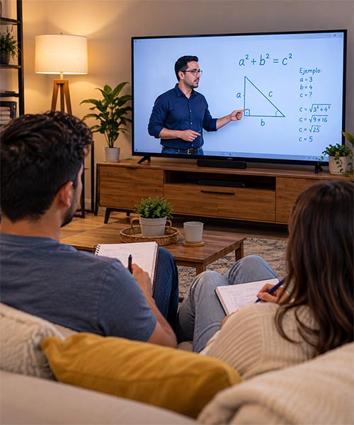 Estudiante con television
